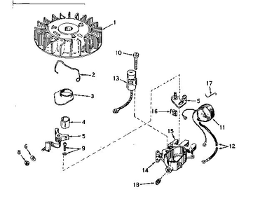 Magneto 1 Diagram and Parts List for 642-15D  Tecumseh Engine