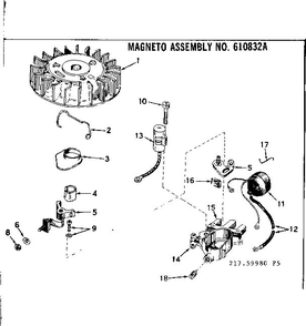 Magneto Assembly Diagram and Parts List for 643-19B  Tecumseh Engine