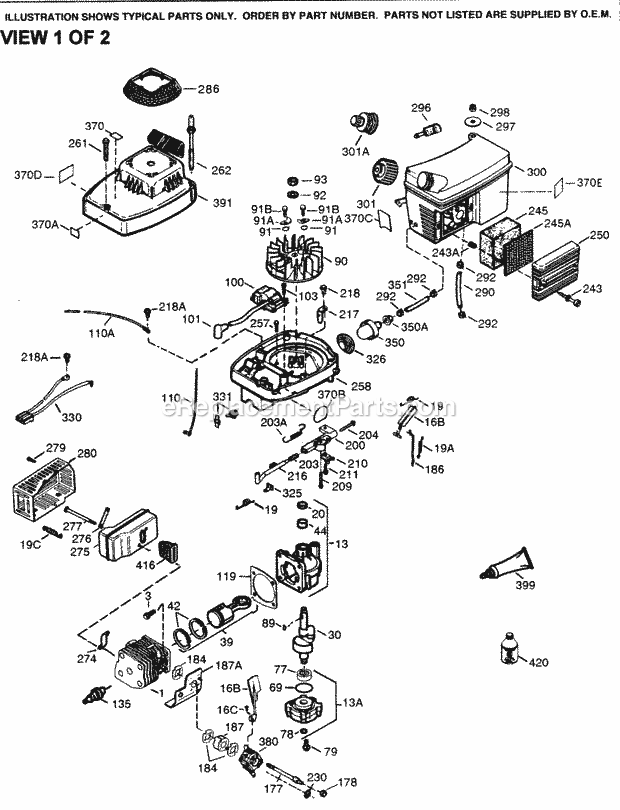 Engine Parts List #1 Diagram and Parts List for SBV-SBV-1563  Tecumseh Engine