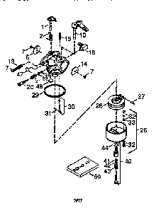 Carburetor 632107a (71/143) Diagram and Parts List for HS50-67329K  Tecumseh Engine