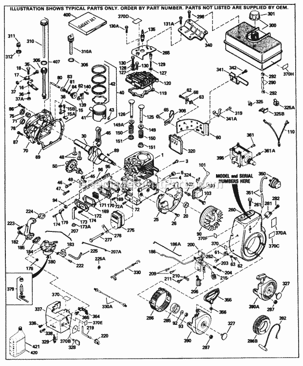 Engine Parts List #1 Diagram and Parts List for HM90-156003B  Tecumseh Engine
