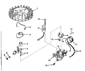 Magneto Diagram and Parts List for 643-21  Tecumseh Engine