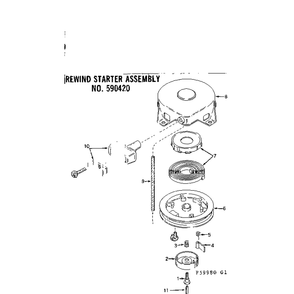 Rewind Starter Assembly Diagram and Parts List for TYPE643-19B  Tecumseh Engine