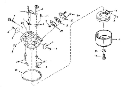 Carburetor Diagram and Parts List for 642-19A  Tecumseh Engine