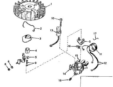 Magneto Diagram and Parts List for 642-16D  Tecumseh Engine
