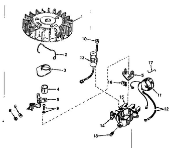 Magneto Diagram and Parts List for 642-19  Tecumseh Engine