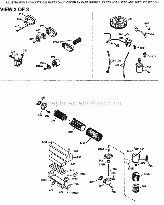 Engine Parts List #3 Diagram and Parts List for TVS115-56020B  Tecumseh Engine