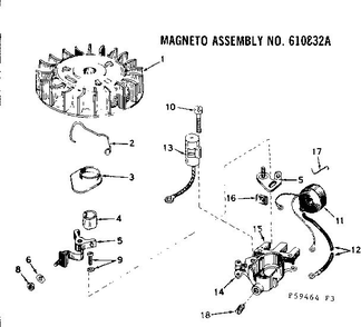 Magneto Assembly Diagram and Parts List for 642-15B  Tecumseh Engine
