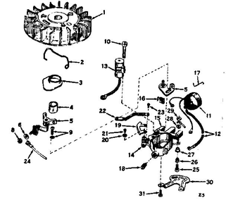 Magneto Assembly Diagram and Parts List for 643-14A  Tecumseh Engine