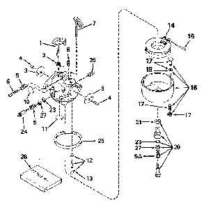 Carburetor 632334a (71/143) Diagram and Parts List for HMS80-155480R  Tecumseh Engine