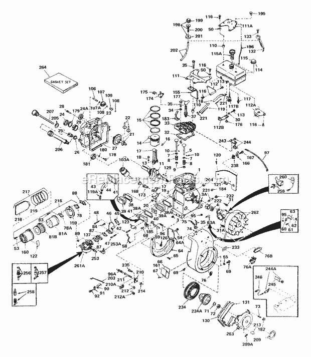 Engine Parts List #1 Diagram and Parts List for H25-25179G  Tecumseh Engine