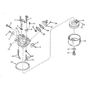Carburetor Diagram and Parts List for TYPE643-20C  Tecumseh Engine