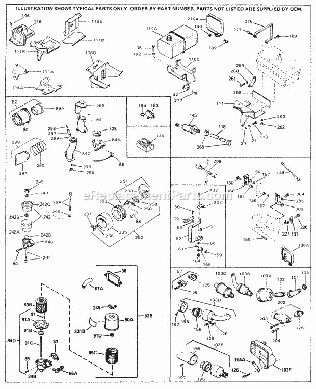 Engine Parts List #3 Diagram and Parts List for H70-130024  Tecumseh Engine