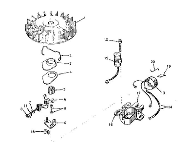 Magneto Diagram and Parts List for 670-08B  Tecumseh Engine