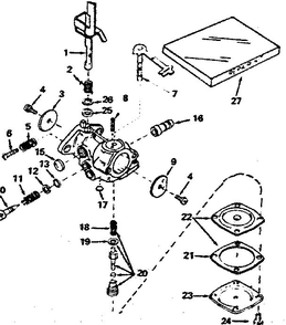 Carburetor Diagram and Parts List for 670-83A  Tecumseh Engine
