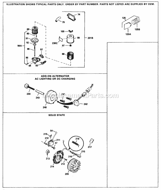 Engine Parts List #3 Diagram and Parts List for HH50-95054H  Tecumseh Engine