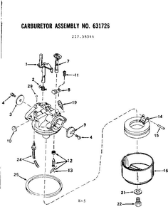 Part Location Diagram of 631738 Tecumseh Nut, Float bowl