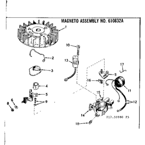 Magneto Assembly Diagram and Parts List for TYPE643-19B  Tecumseh Engine