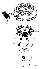 Rewind starter Diagram and Parts List for AV520A  Tecumseh Engine