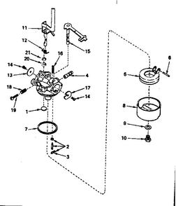 Carburetor Diagram and Parts List for 670-85  Tecumseh Engine
