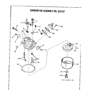 Carburetor Assembly Diagram and Parts List for TYPE643-19B  Tecumseh Engine
