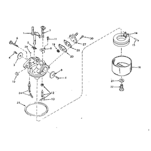 Carburetor Diagram and Parts List for TYPE642-18D  Tecumseh Engine