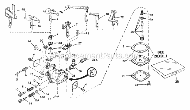 Carburetor Diagram and Parts List for CA-631225  Tecumseh Engine