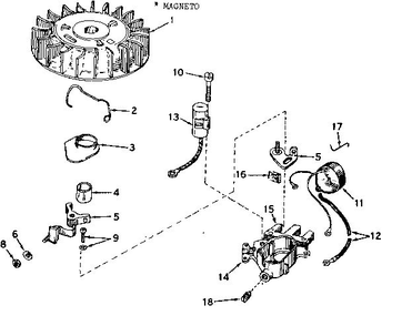 Magneto Diagram and Parts List for 643-20C  Tecumseh Engine