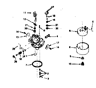 Carburetor no. 632283 Diagram and Parts List for 1631-C  Tecumseh Engine