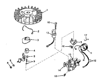 Magneto Diagram and Parts List for 643-21A  Tecumseh Engine