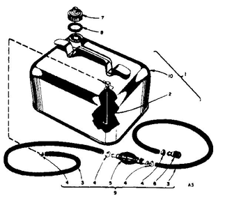 Remote Gasoline Tank Assembly Diagram and Parts List for 381  Tecumseh Engine
