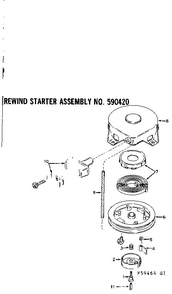 Rewind Starter Assembly Diagram and Parts List for 642-15B  Tecumseh Engine