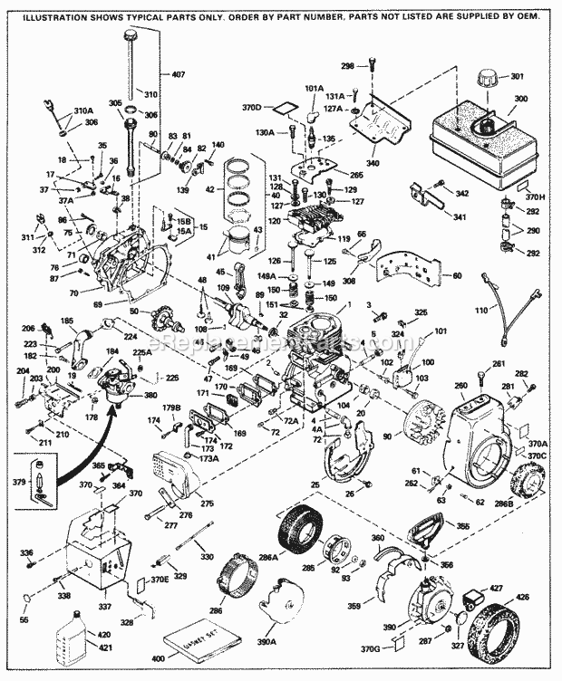 Engine Parts List #1 Diagram and Parts List for HM80-155215F  Tecumseh Engine