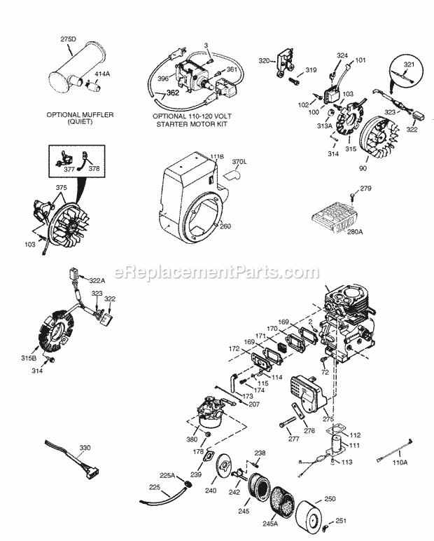 Engine Parts List #3 Diagram and Parts List for HM100-159265M  Tecumseh Engine