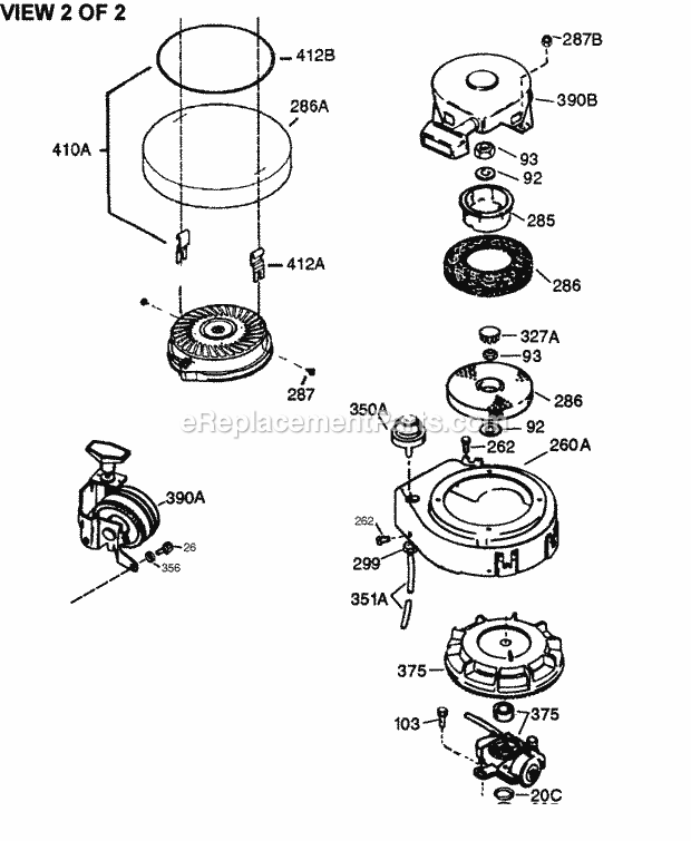 Engine Parts List #2 Diagram and Parts List for TV085XA-670151X  Tecumseh Engine