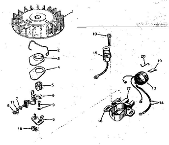 Magneto Diagram and Parts List for 670-36A  Tecumseh Engine