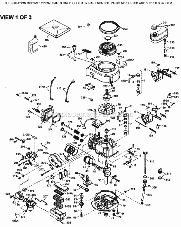 Engine Parts List #1 Diagram and Parts List for TVS115-56020B  Tecumseh Engine