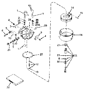 Carburetor no. 632230 Diagram and Parts List for H50-65499R  Tecumseh Engine