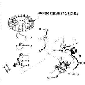 Magneto Assembly Diagram and Parts List for TYPE642-15B  Tecumseh Engine