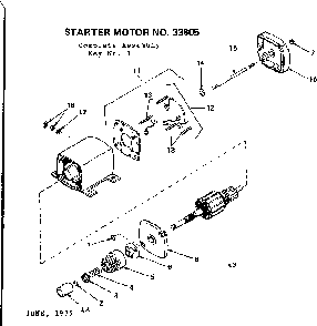 Starter motor 33605 (71/143) Diagram and Parts List for H50-65509R  Tecumseh Engine