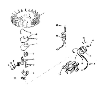 Magneto Diagram and Parts List for 670-08C  Tecumseh Engine