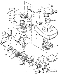 Basic Engine Diagram and Parts List for 642-19A  Tecumseh Engine