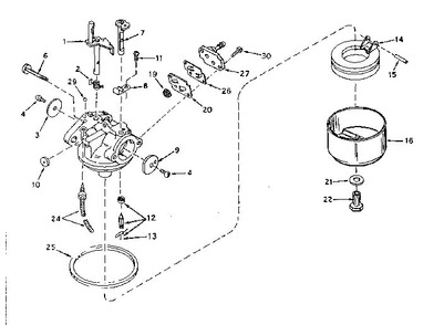 Carburetor Diagram and Parts List for 642-16D  Tecumseh Engine