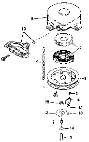 Rewind starter Diagram and Parts List for HSSK50-67267G  Tecumseh Engine