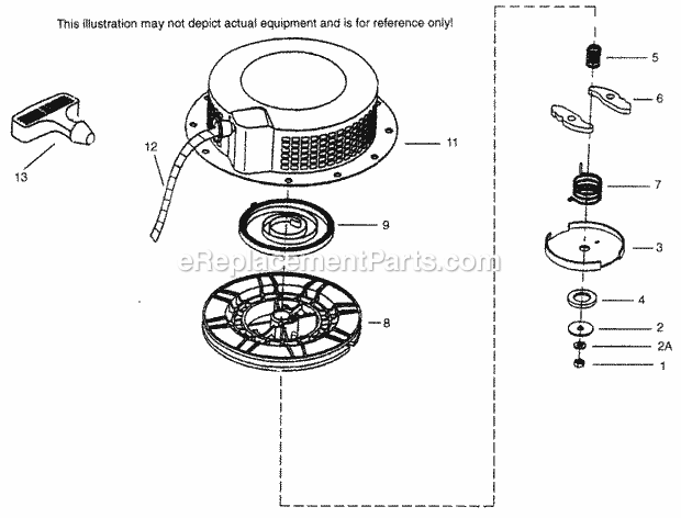 Part Location Diagram of 590756 Tecumseh Starter Rope (52