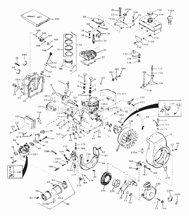 Engine Parts List #1 Diagram and Parts List for HS40-55393D  Tecumseh Engine