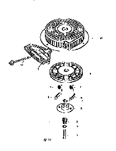 Rewind starter 590733 Diagram and Parts List for 971001  Tecumseh Engine