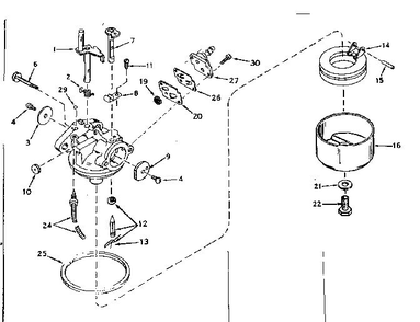 Carburetor Diagram and Parts List for 642-18A  Tecumseh Engine