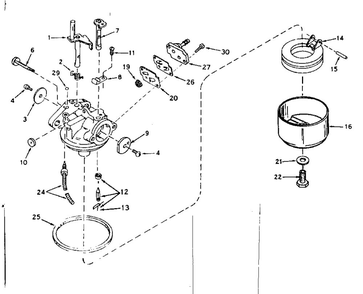 Carburetor Diagram and Parts List for 642-20  Tecumseh Engine