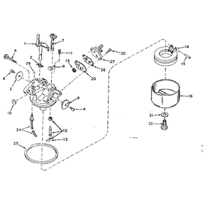 Carburetor Diagram and Parts List for TYPE640-07B  Tecumseh Engine